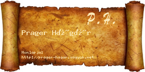 Prager Hágár névjegykártya